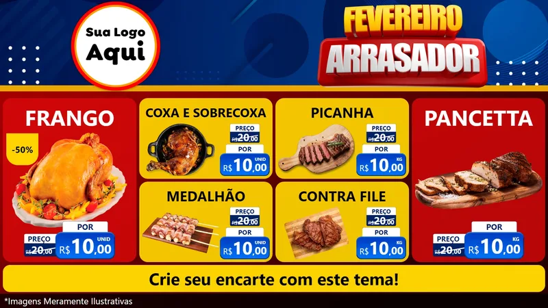 Modelo de TV para TV Horizontal com o tema Fevereiro Arrasador para Assados
