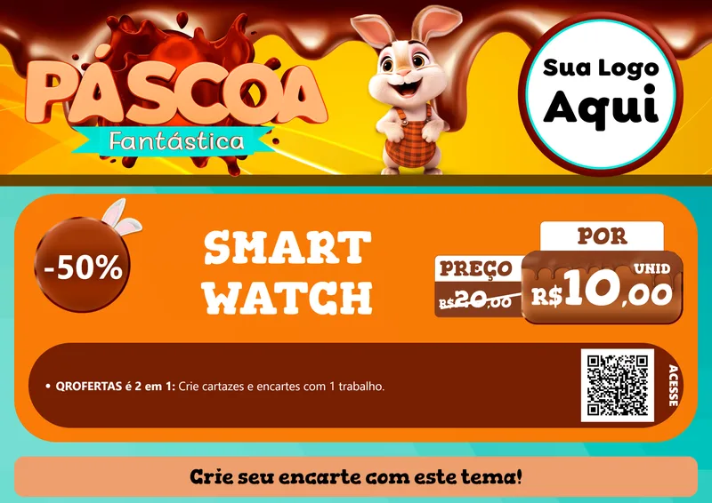 Modelo de Cartaz para Cartaz A4 Horizontal com o tema Páscoa Fantástica para Informática