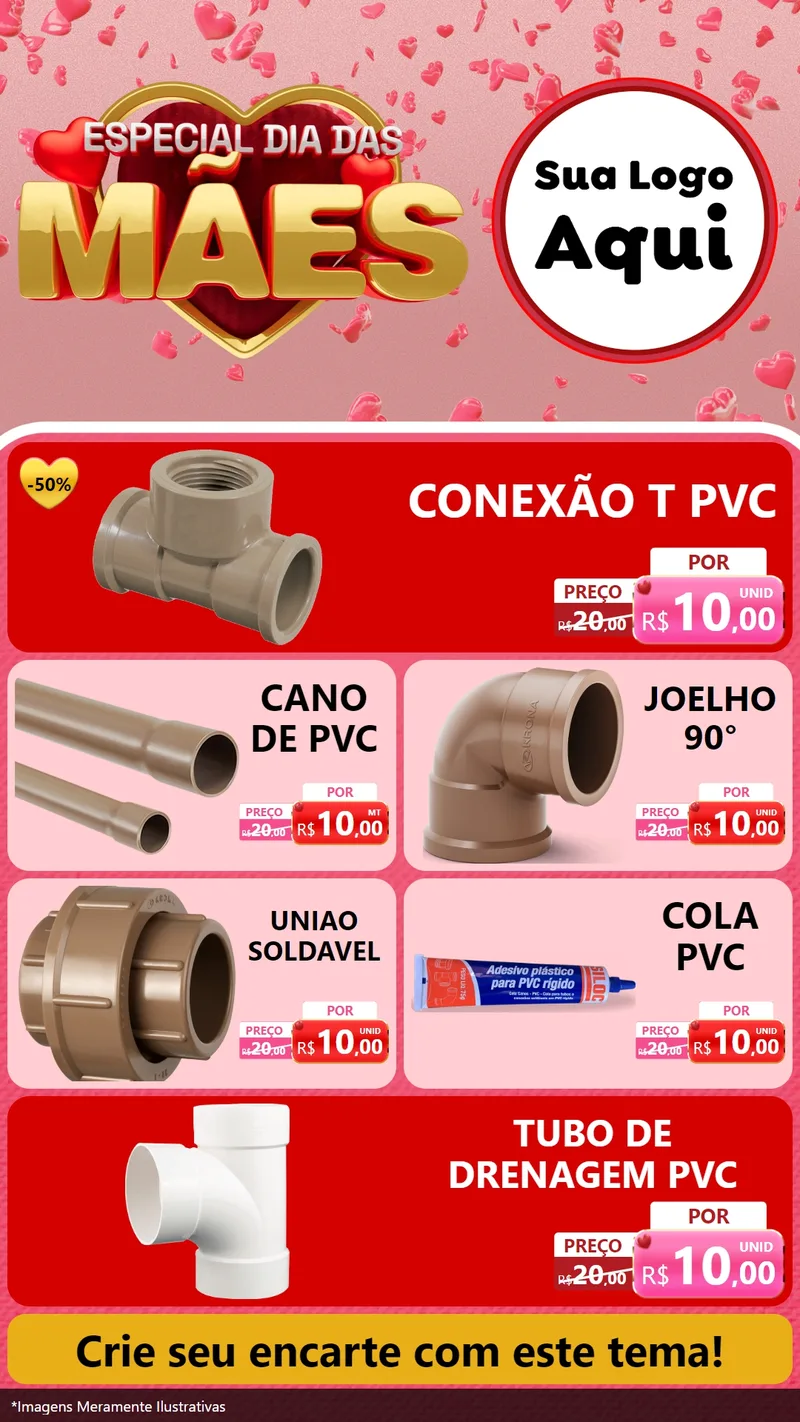 Modelo de TV para TV Vertical com o tema Especial Dia Das Mães para Tubos e conexões