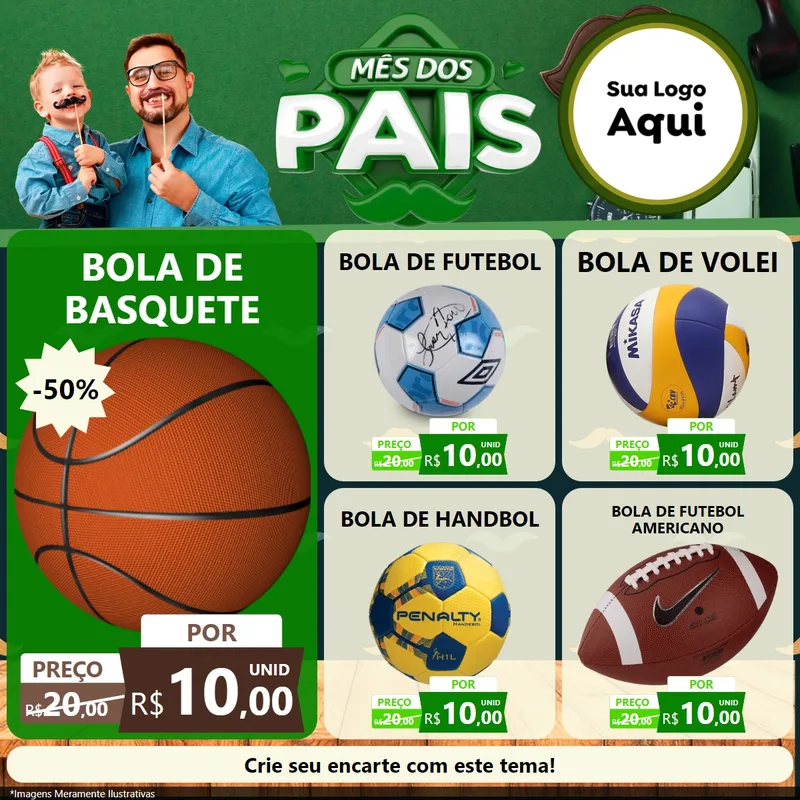 Modelo de Rede Social para Feed Facebook com o tema Mês dos Pais para Artigos Esportivos