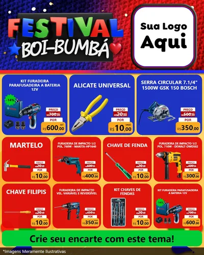 Modelo de Rede Social para Feed Instagram com o tema Festival Boi-Bumbá para Maquinas e Ferramentas