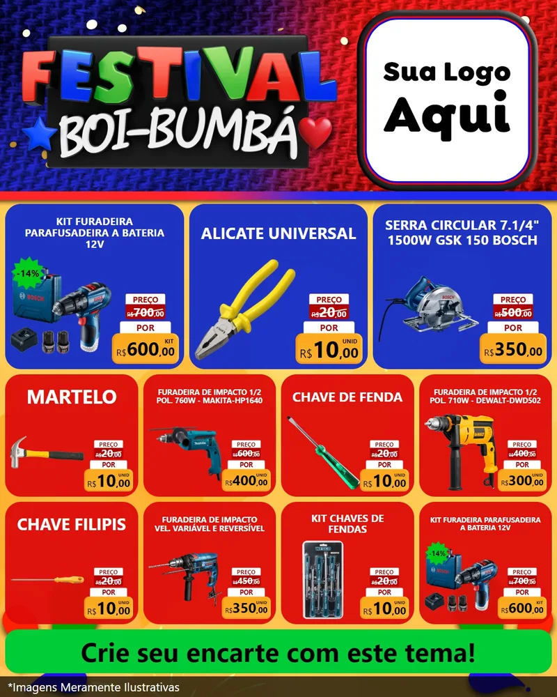 Modelo de Rede Social para Feed Instagram com o tema Festival Boi-Bumbá para Maquinas e Ferramentas