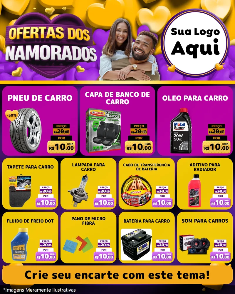 Modelo de Rede Social para Feed Instagram com o tema Oferta Dos Namorados para Auto peças