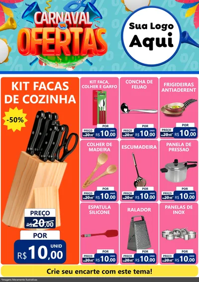 Modelo de Encarte para Encarte A4 Vertical com o tema Carnaval de Ofertas para Utilidades Domésticas