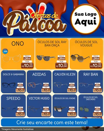 Modelo de Rede Social para Feed Instagram com o tema Ofertas de Páscoa para Óticas