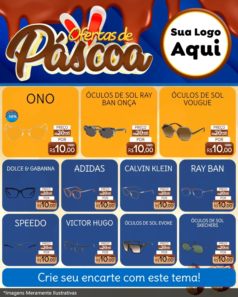 Modelo de Rede Social para Feed Instagram com o tema Ofertas de Páscoa para Óticas