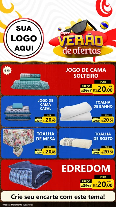 Modelo de TV para TV Vertical com o tema Super Verão de Ofertas para Cama, Mesa e Banho