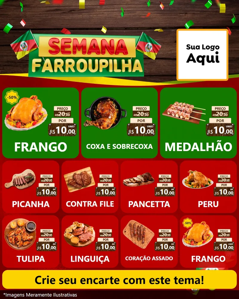 Modelo de Rede Social para Feed Instagram com o tema Semana Farroupilha para Assados