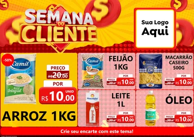Modelo de Encarte para Encarte A4 Horizontal com o tema Semana do Cliente para Supermercado