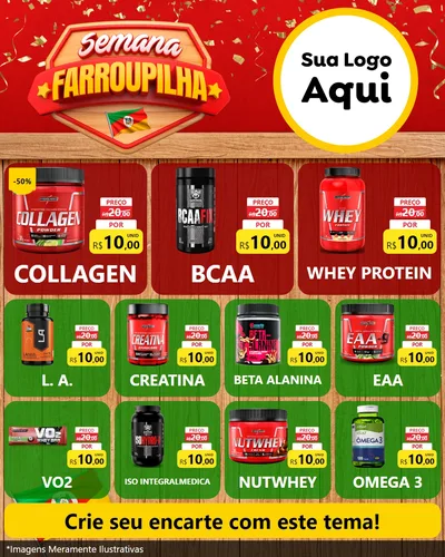 Modelo de Rede Social para Feed Instagram com o tema Semana Farroupilha para Suplementos alimentares