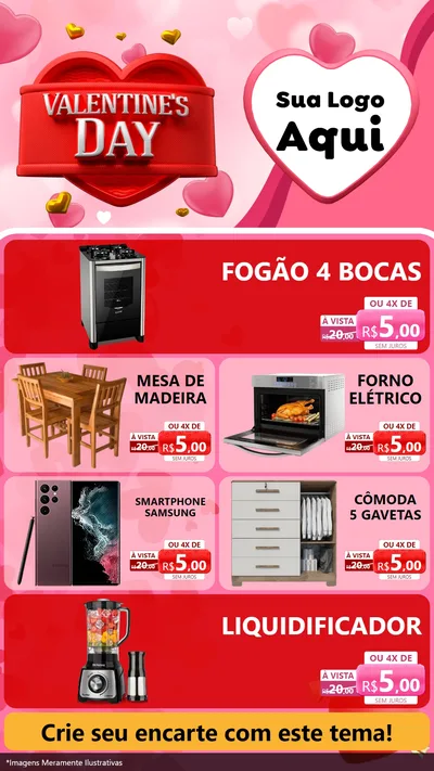 Modelo de TV para TV Vertical com o tema Valentine's Day para Móveis e Eletro