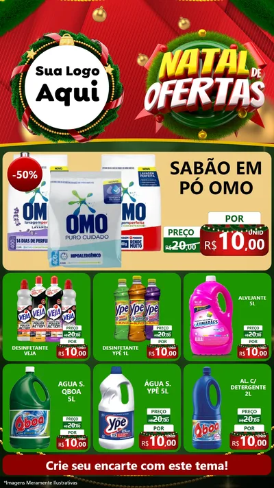 Modelo de Rede Social para Stories com o tema Natal de Ofertas para Produtos de Limpeza