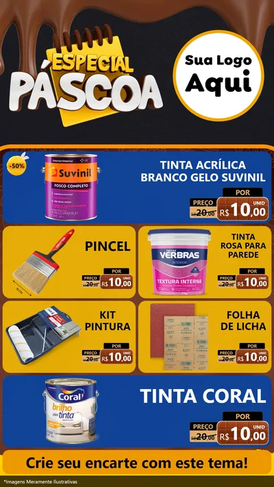 Modelo de TV para TV Vertical com o tema Especial Páscoa para Tintas e Ferramentas