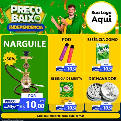 Modelo de Rede Social para Feed Facebook com o tema Preço Baixo de Independência para Tabacaria