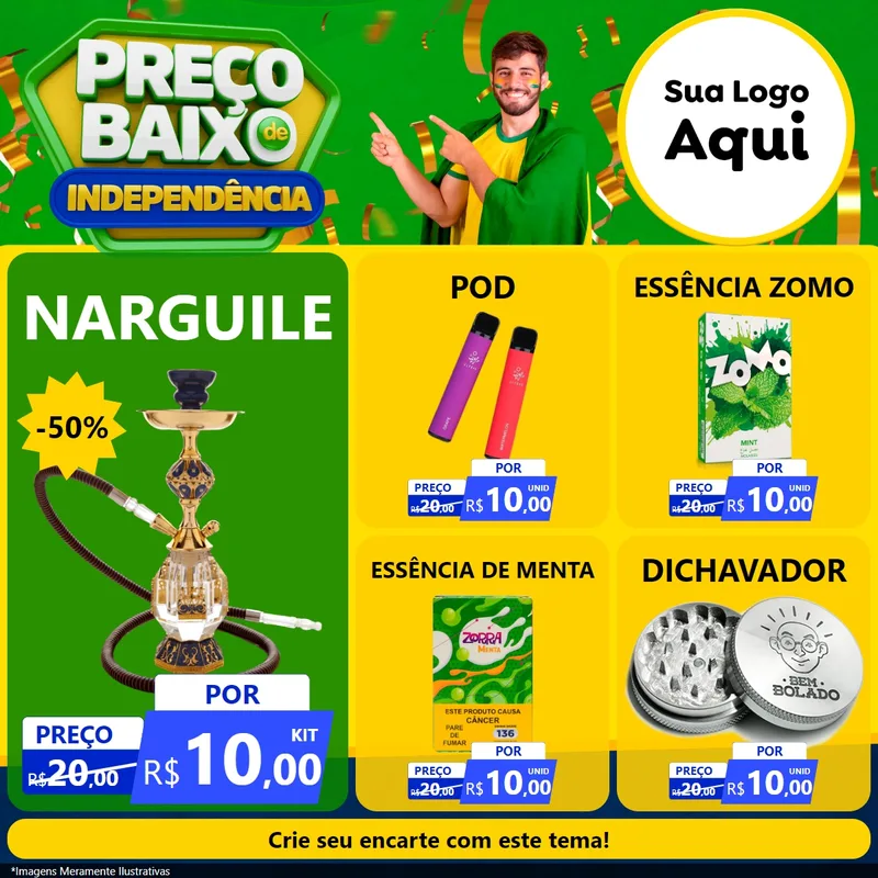 Modelo de Rede Social para Feed Facebook com o tema Preço Baixo de Independência para Tabacaria