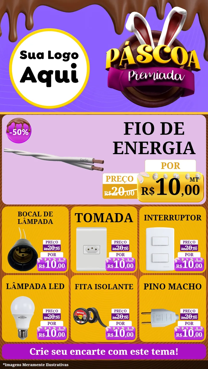 Modelo de Rede Social para Stories com o tema Páscoa Premiada para Materiais Elétricos