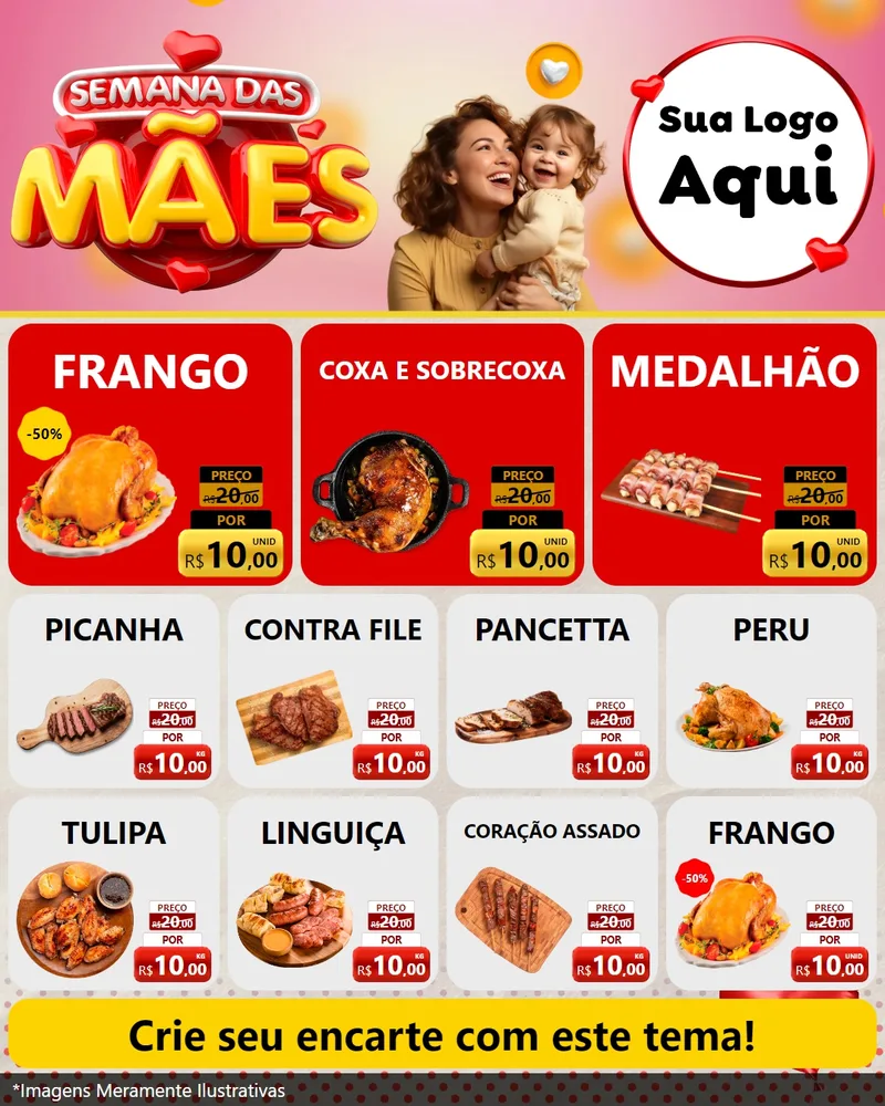 Modelo de Rede Social para Feed Instagram com o tema Semana das Mães para Assados