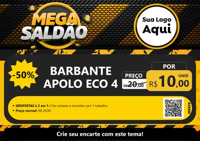 Modelo de Cartaz para Cartaz A4 Horizontal com o tema Mega Saldão para Armarinho e Aviamentos