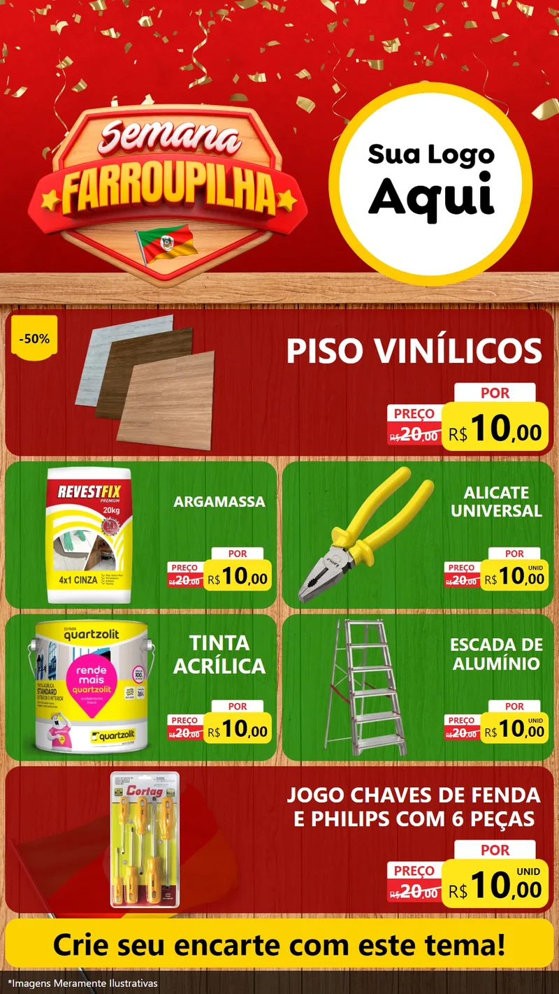 Modelo de TV para TV Vertical com o tema Semana Farroupilha para Material para Construção