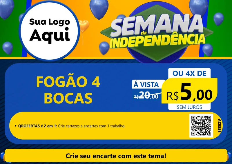 Modelo de Cartaz para Cartaz A4 Horizontal com o tema Semana da Independência para Móveis e Eletro