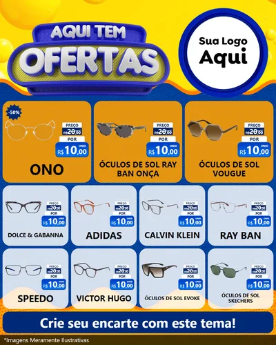 Modelo de Rede Social para Feed Instagram com o tema Aqui Tem Ofertas para Óticas