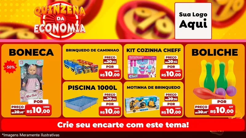 Modelo de TV para TV Horizontal com o tema Quinzena Da Economia para Brinquedos