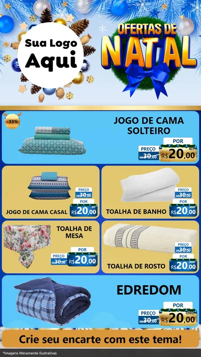Modelo de TV para TV Vertical com o tema Ofertas de Natal para Cama, Mesa e Banho