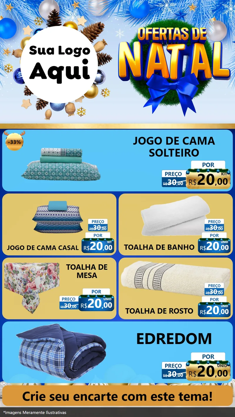 Modelo de TV para TV Vertical com o tema Ofertas de Natal para Cama, Mesa e Banho