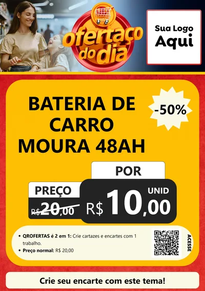 Modelo de Cartaz para Cartaz A4 Vertical com o tema Ofertaço Do Dia para Baterias Elétricas