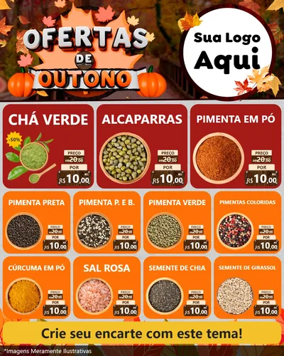 Modelo de Rede Social para Feed Instagram com o tema Ofertas de Outono para Produtos Naturais
