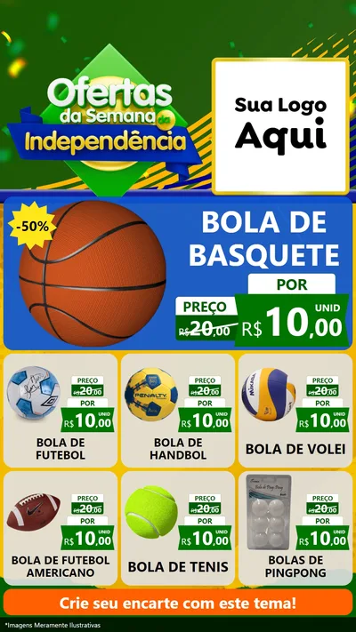 Modelo de Rede Social para Stories com o tema Ofertas da Semana da Independência para Artigos Esportivos