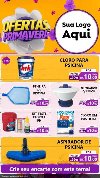 Modelo de TV para TV Vertical com o tema Ofertas Da Primavera para Produtos para Piscina