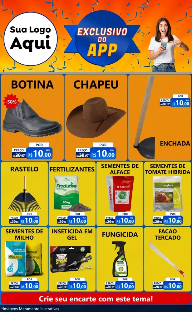 Modelo de Encarte para Encarte Grande com o tema Exclusivo do Aplicativo para Agropecuária