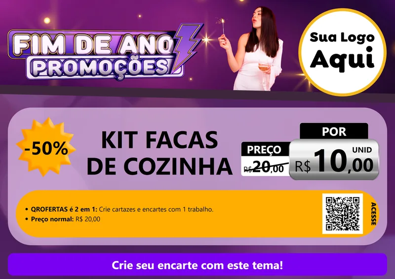 Modelo de Cartaz para Cartaz A4 Horizontal com o tema Fim de Ano Promoções para Utilidades Domésticas