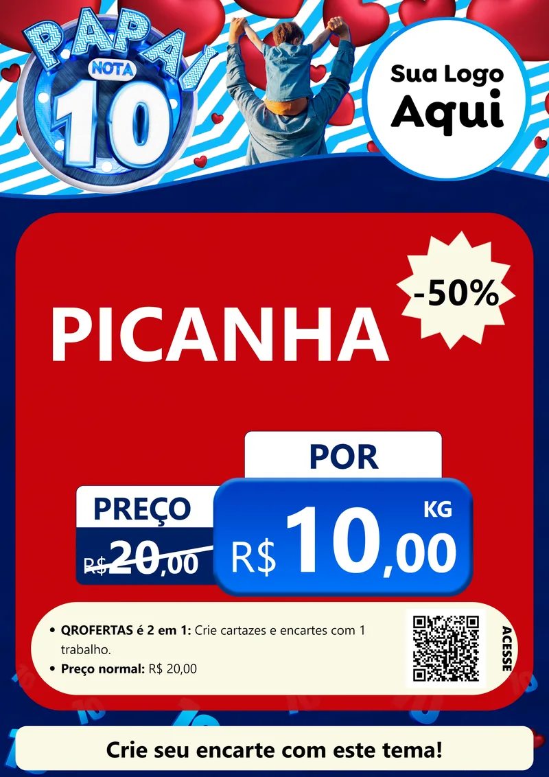 Modelo de Cartaz para Cartaz A4 Vertical com o tema Papai Nota 10 para Açougue