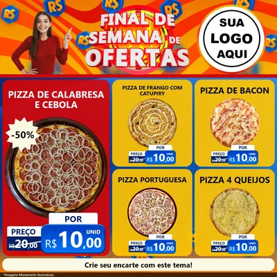 Modelo de Rede Social para Feed Facebook com o tema Final de Semana de Ofertas para Pizzaria