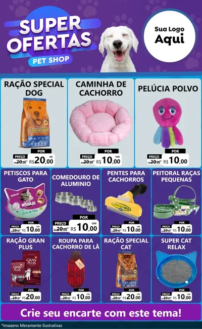 Modelo de Encarte para Encarte Grande com o tema Super Ofertas Pet Shop para Pet Shop