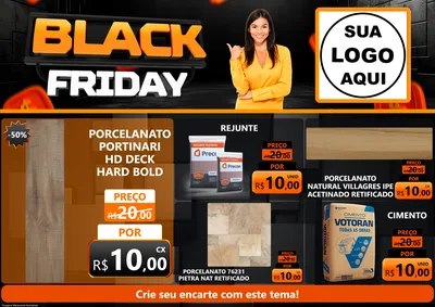 Modelo de Encarte para Encarte A4 Horizontal com o tema Black Friday para Pisos e revestimentos