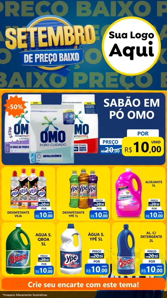 Modelo de Rede Social para Stories com o tema Setembro De Preço Baixo para Produtos de Limpeza