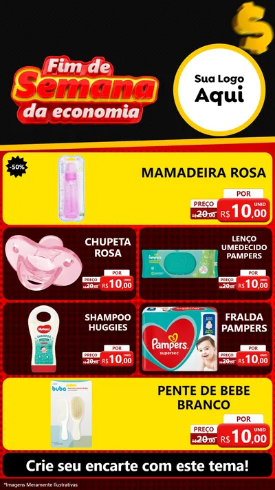 Modelo de TV para TV Vertical com o tema Fim de Semana da Economia para Bebês