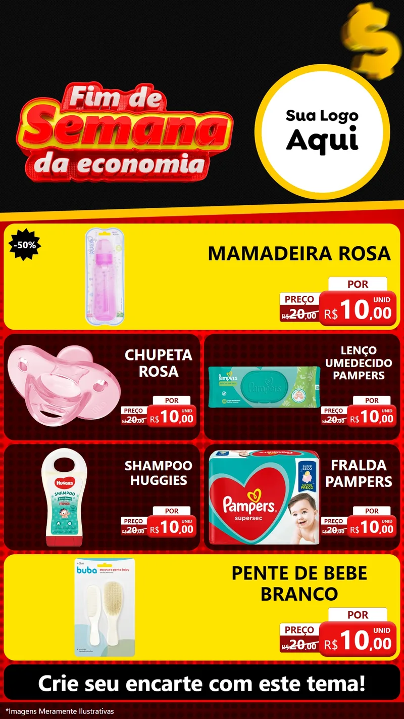 Modelo de TV para TV Vertical com o tema Fim de Semana da Economia para Bebês