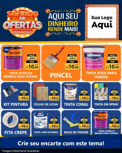 Modelo de Rede Social para Feed Instagram com o tema Sábado de Ofertas Imperdíveis para Tintas e Ferramentas
