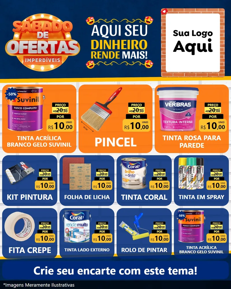 Modelo de Rede Social para Feed Instagram com o tema Sábado de Ofertas Imperdíveis para Tintas e Ferramentas
