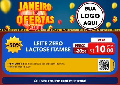 Modelo de Cartaz para Cartaz A4 Horizontal com o tema Janeiro de Ofertas É Aqui! para Frios e Laticínios