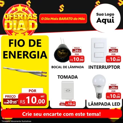Modelo de Rede Social para Feed Facebook com o tema Dia D para Materiais Elétricos