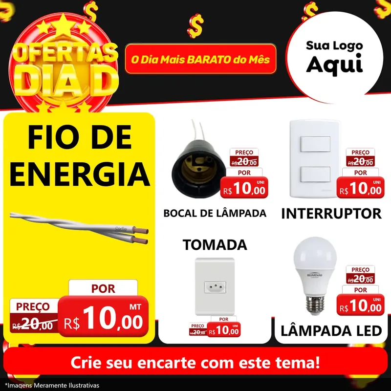 Modelo de Rede Social para Feed Facebook com o tema Dia D para Materiais Elétricos