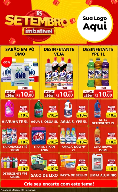 Modelo de Encarte para Encarte Grande com o tema Setembro Imbatível para Produtos de Limpeza