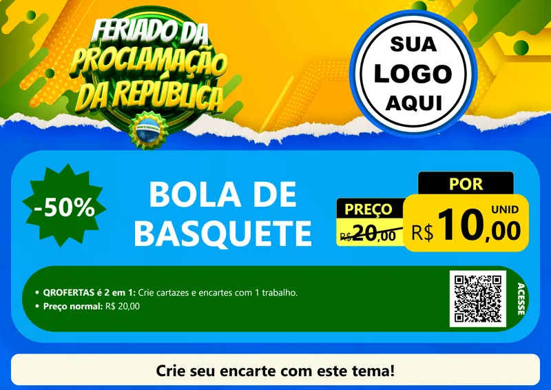 Modelo de Cartaz para Cartaz A4 Horizontal com o tema Feriado da Proclamação da República para Artigos Esportivos