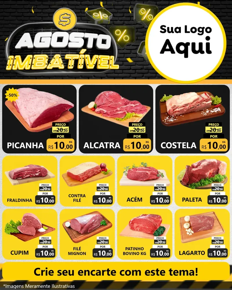 Modelo de Rede Social para Feed Instagram com o tema Agosto Imbatível para Açougue