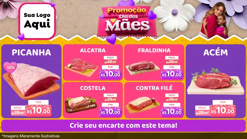 Modelo de TV para TV Horizontal com o tema Promoção Dia das Mães para Açougue